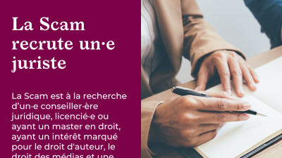 La Scam recrute un·e juriste